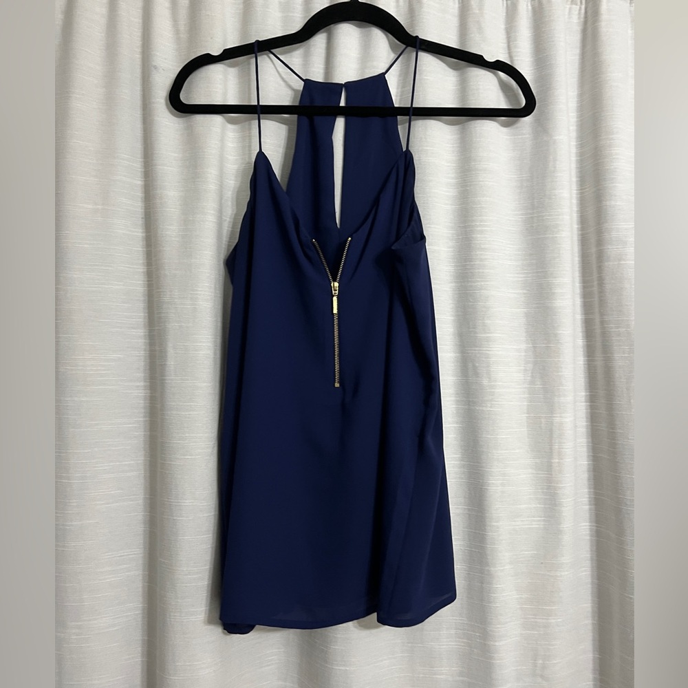 Front zip navy tank top from Express